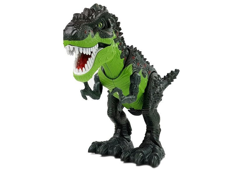 Batteria di dinosauro che depone le uova che bruciano fuoco vapore verde