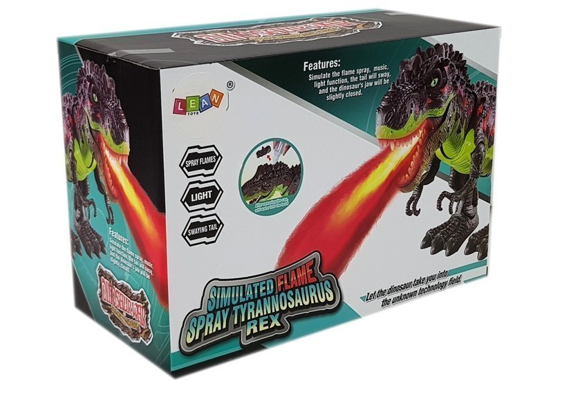 Batteria di dinosauro che depone le uova che bruciano fuoco vapore verde