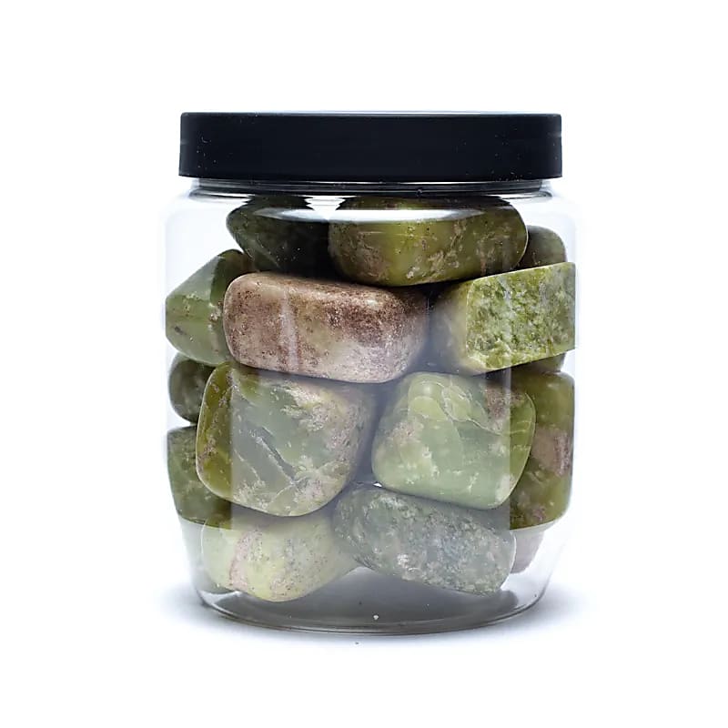 Gula Serpentine Tumbled Stones A Kvalitet - ±500g; ±2-3 cm