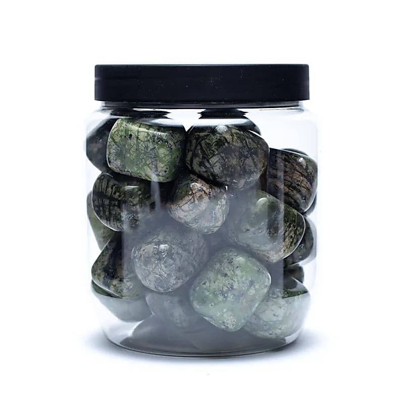 Groene Serpentijn Trommelsteen A Kwaliteit - ±500g; ±2-3cm