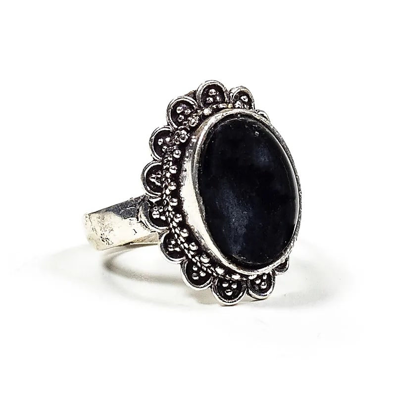 Ring With Black Tourmaline --package Of 3 Pcs - 2cm