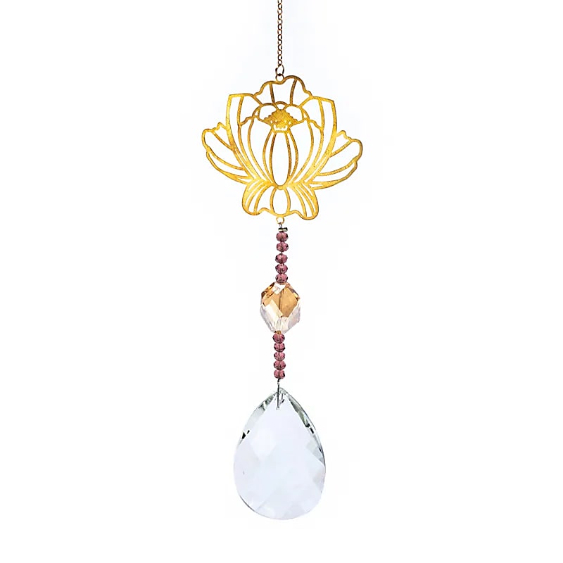Lotus Kristallen String & Rainbow Drop Wit - set van 2 stuks - 30 cm
