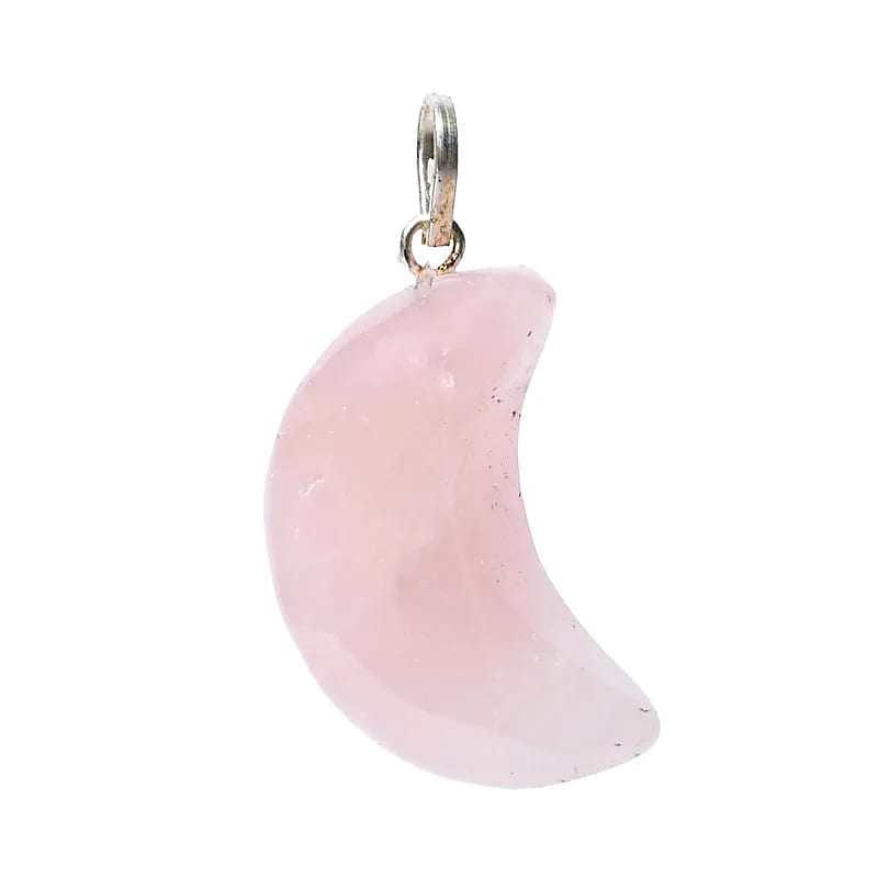 Rose Quartz ædelsten vedhæng måneformet -- pakke med 3 stk - ±2x1,5 cm