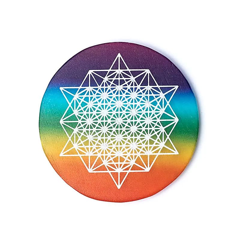 Posavasos de selenita Tetraedro de 64 estrellas - 85 g Juego de 2 piezas