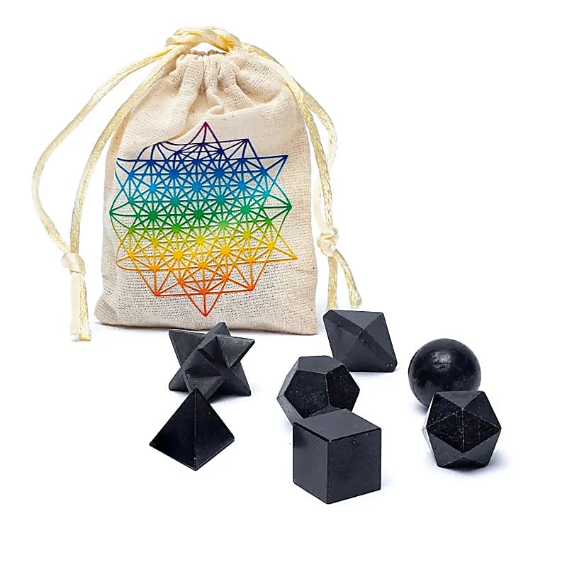Black Tourmaline Sacred Geometry 7piece Set - ±6.7x9cm