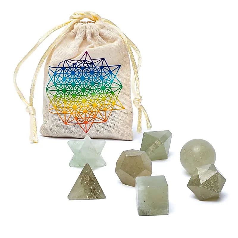 Set de 7 piese Geometrie Sacră Aventurine - ±6,7x9cm