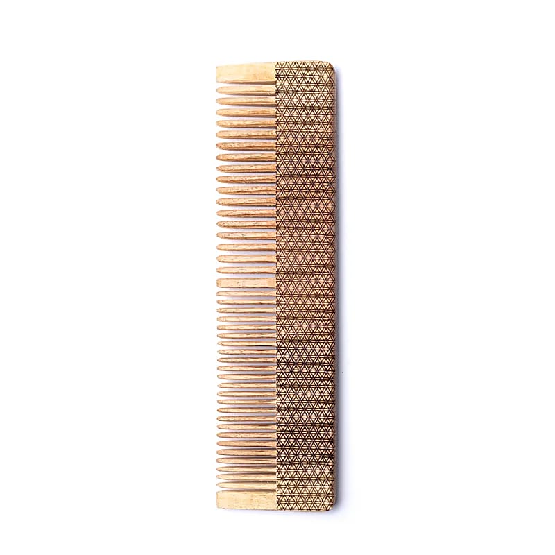Naturalny drewniany grzebień Kwiat Życia - 19cm Zestaw 3 szt