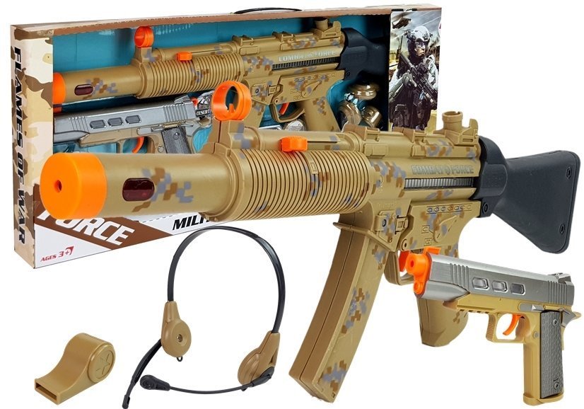 Military Weapon Set Rifle Pistol Headphones Whistle Lights