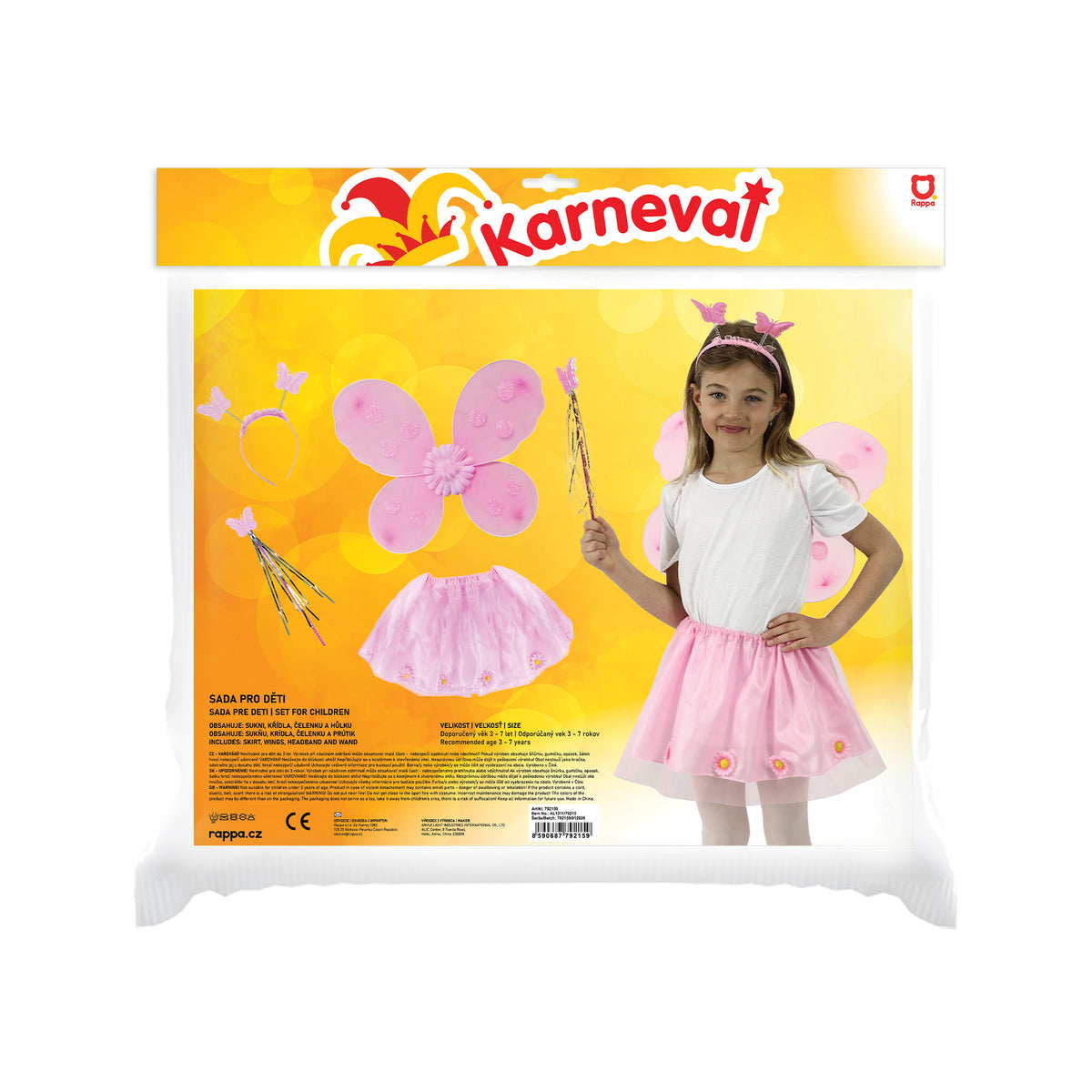 Kinderkostüm Rosa Fee Tutu Rock mit Zubehör.