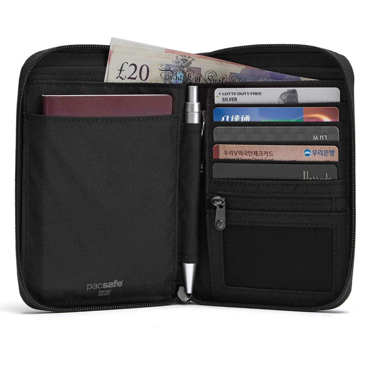 Pacsafe Rfidsafe Compact Travel Organizer Carbon