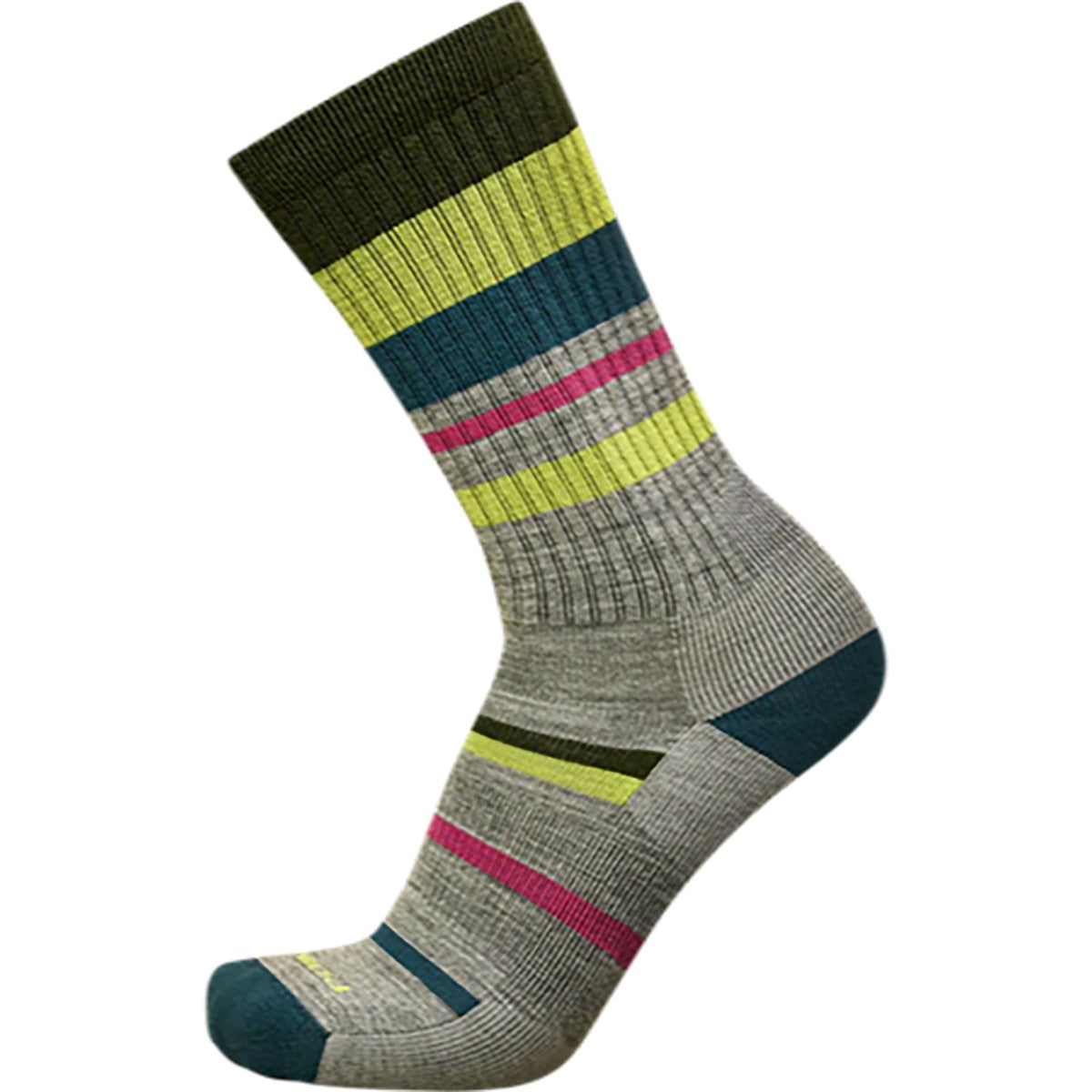 Point6 Mixed Stripe Light Crew Stone/lime
