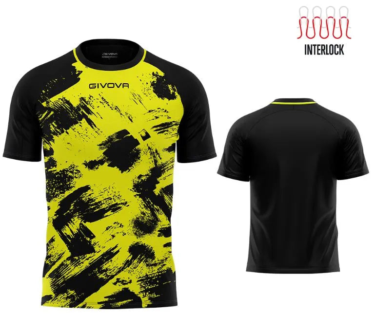 Sports T-shirt Givova Art Interlock Fluo Yell-black Yellow