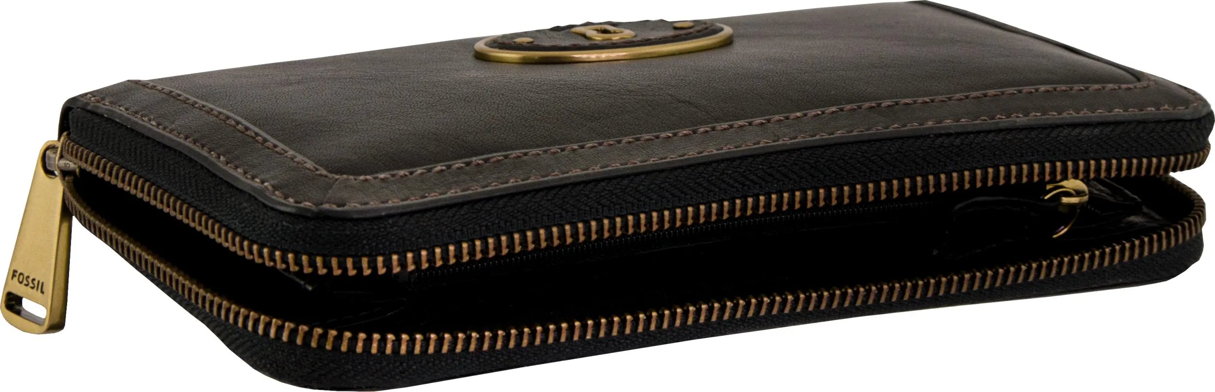 Damenbrieftasche Fossil Wmns Leather Wallet Vri Zip Clutch Schwarz