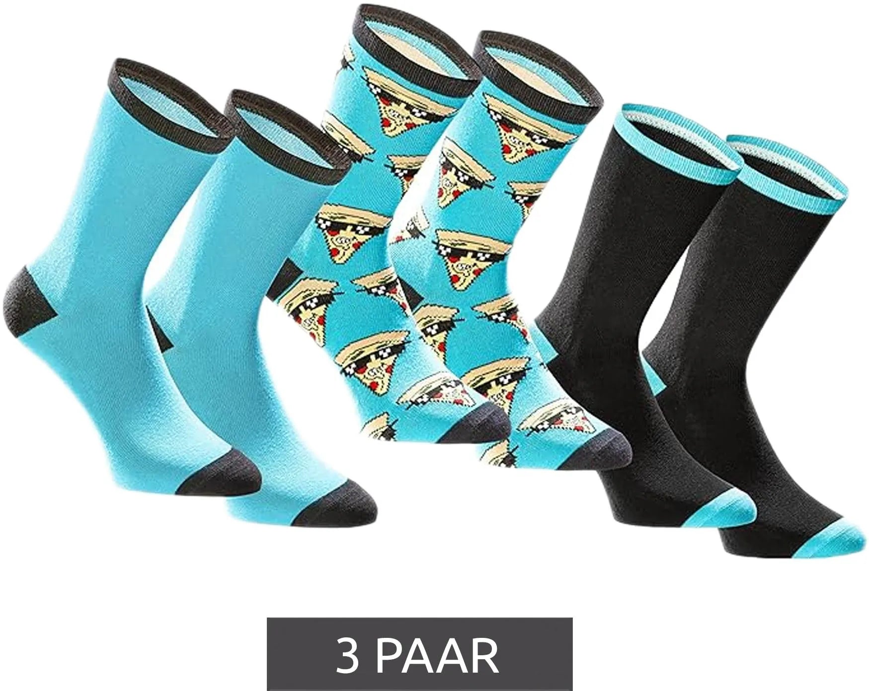 Socks Tastic Unisex Socks 3-pack Pizza Giftbox Blue