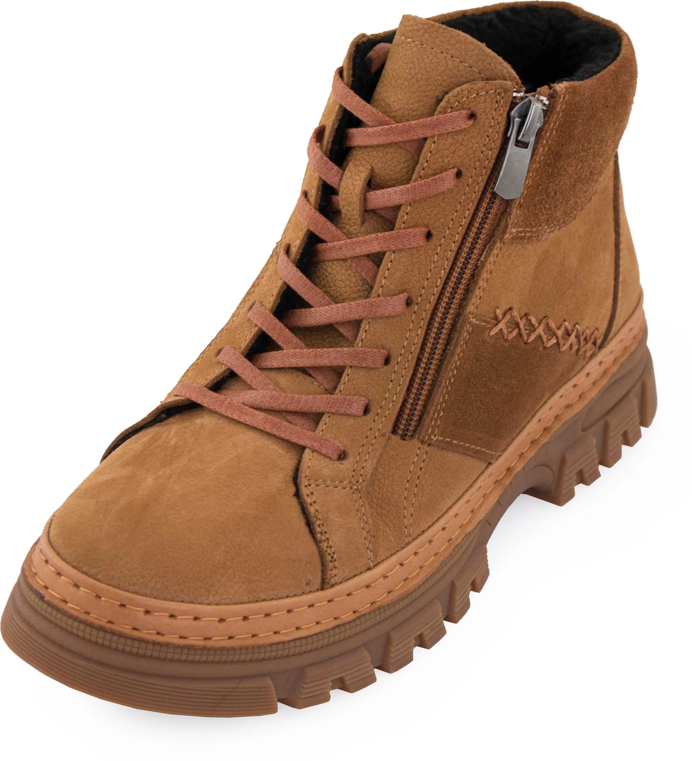 Damen-Winterstiefel aus Leder Nell 207 Kokosnussbraun
