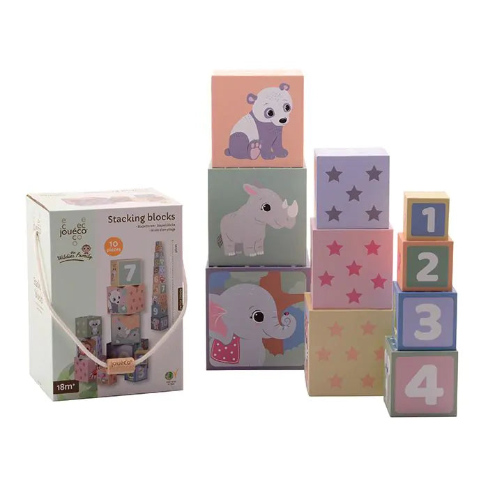 Joueco Wildies Family Stacking Blocks 10-piece