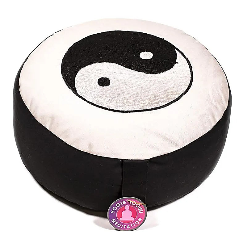 Poduszka do medytacji Yin Yang czarna/kość słoniowa - 33x17 cm