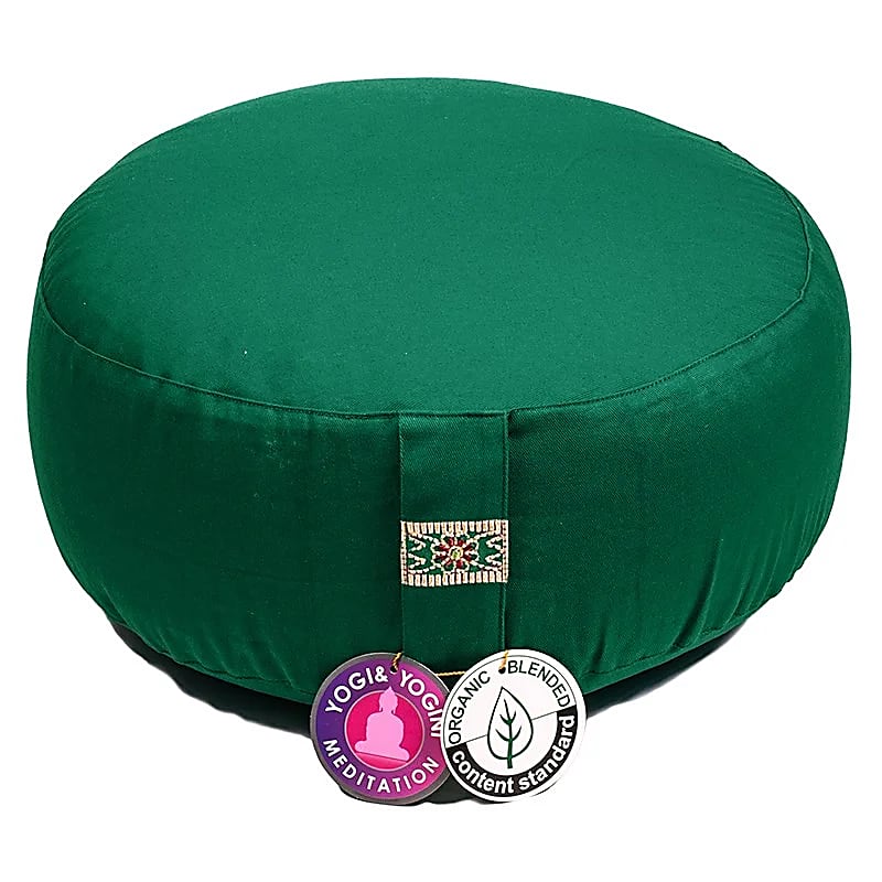 Cuscino da meditazione in cotone organico verde scuro (ocs) - 33x17 cm; ±2300 g