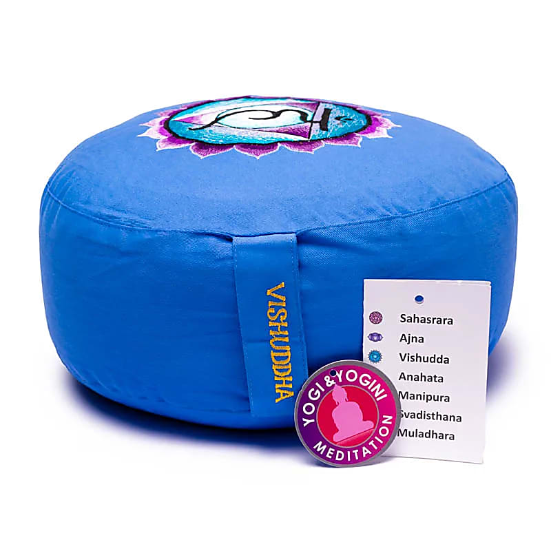 Cuscino da meditazione Chakra 5 ricamato - 2800 G; 33x17 cm