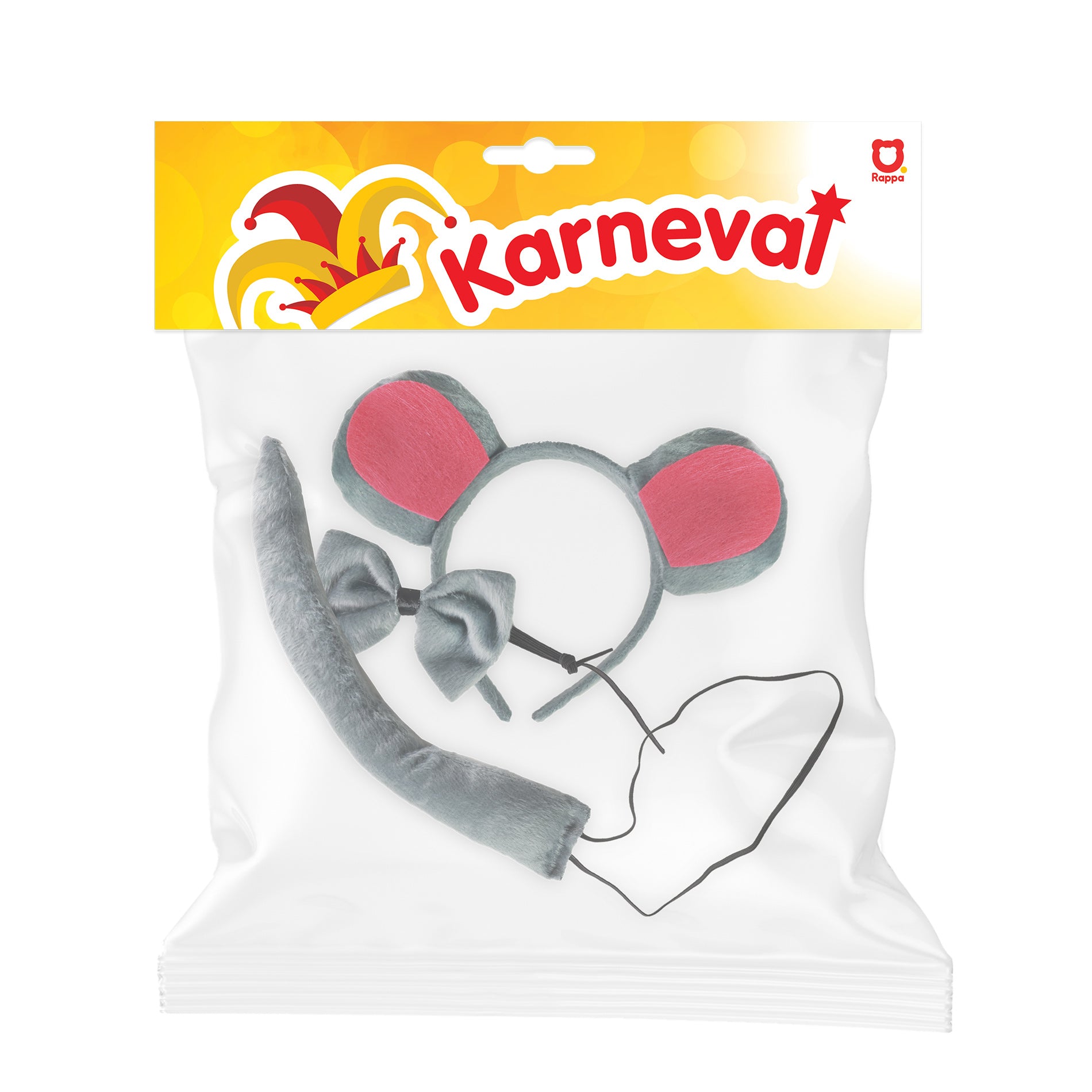 A szett egér farokpántos csokornyakkendővel
