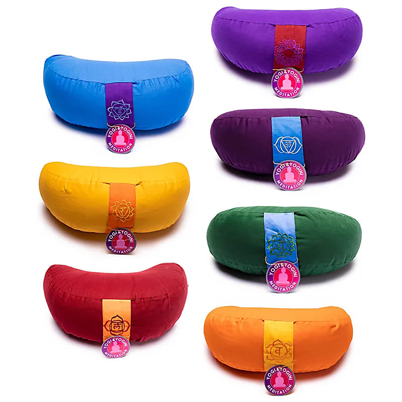 Cuscino da meditazione Set luna crescente 7 Chakra - ±1008 G; 33x13 cm