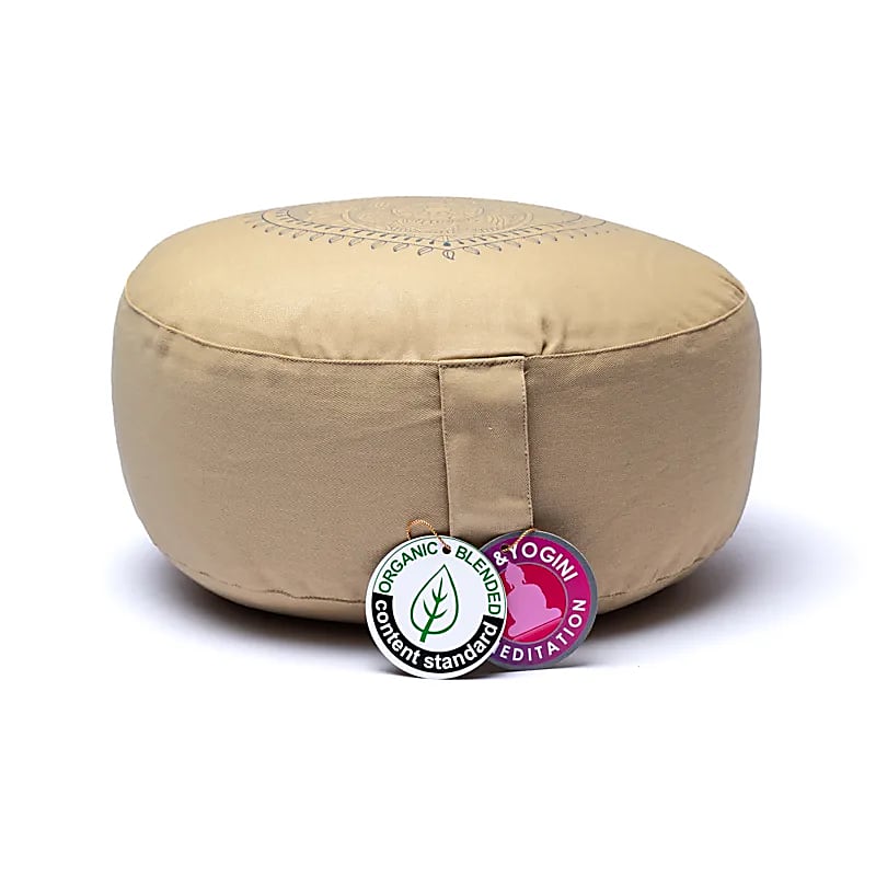 Meditační polštářek srdce béžová organická bavlna (ocs) - 33x13 cm; 2100 g