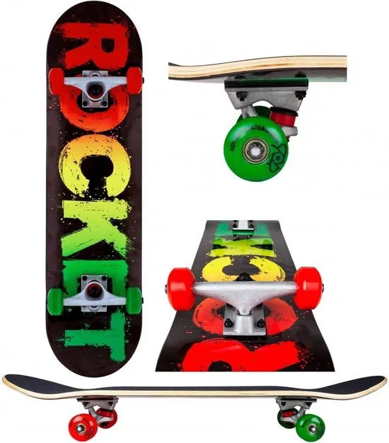 Skateboard Rocket Rasta Fade 8 in mix