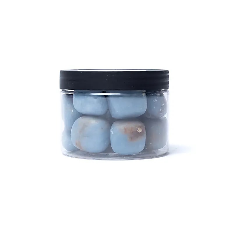 Angelitové tromlované kameny Kvalita -- ±15-35cm; ±300g - ±1,5-3,5cm; ± 300 g
