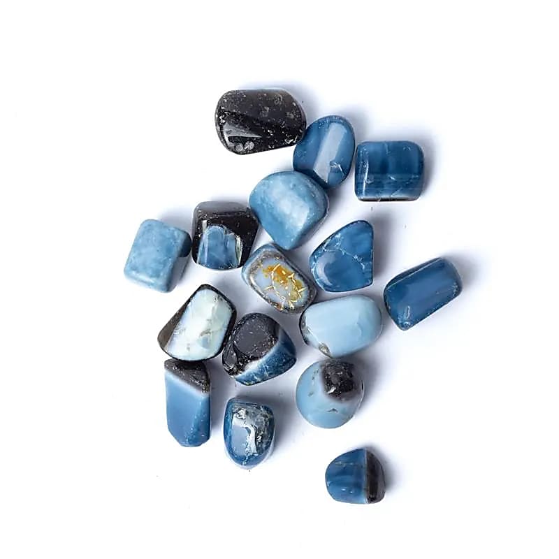 Pedras caídas de opala azul de qualidade - ± 15-35 cm; ±250g - ±1,5-3,5cm; ±250g