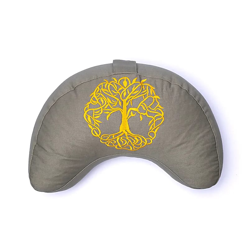 Meditačný vankúšik Half Moon Green Tree Of Life organická bavlna (ocs) - 37x17x13cm; ± 1210 g