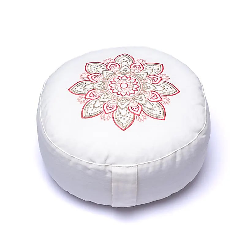 Meditatiekussen Wit Mandala Biologisch Katoen (ocs) - 33x17 Cm; 2100g