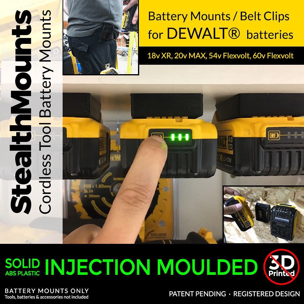 Držiaky na batérie pre Dewalt Xr 18v 20v 54v 60v Flexvolt 6-balenie Stealthmounts