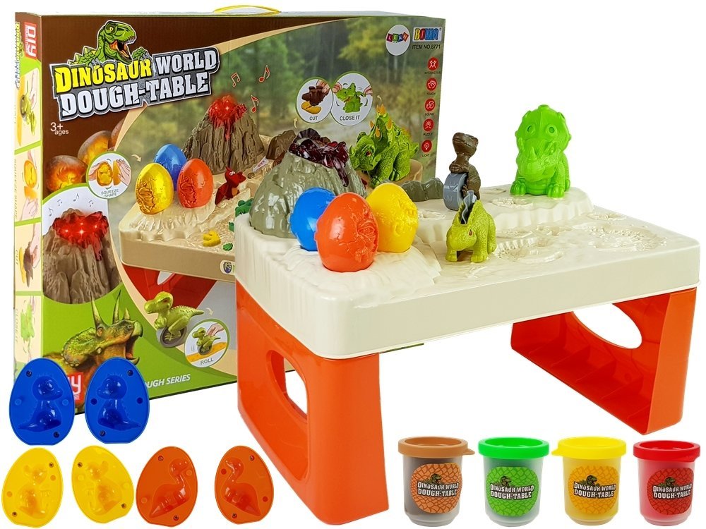 Daisy Play Dough Table Dinosaury Vajíčka Forma Sopka so žiariacou lávou 4 farby