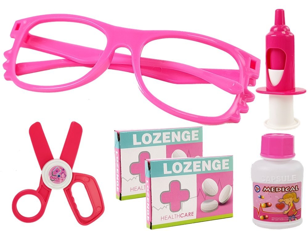 Small Dentist Medical Kit Accessories In A Pink Case