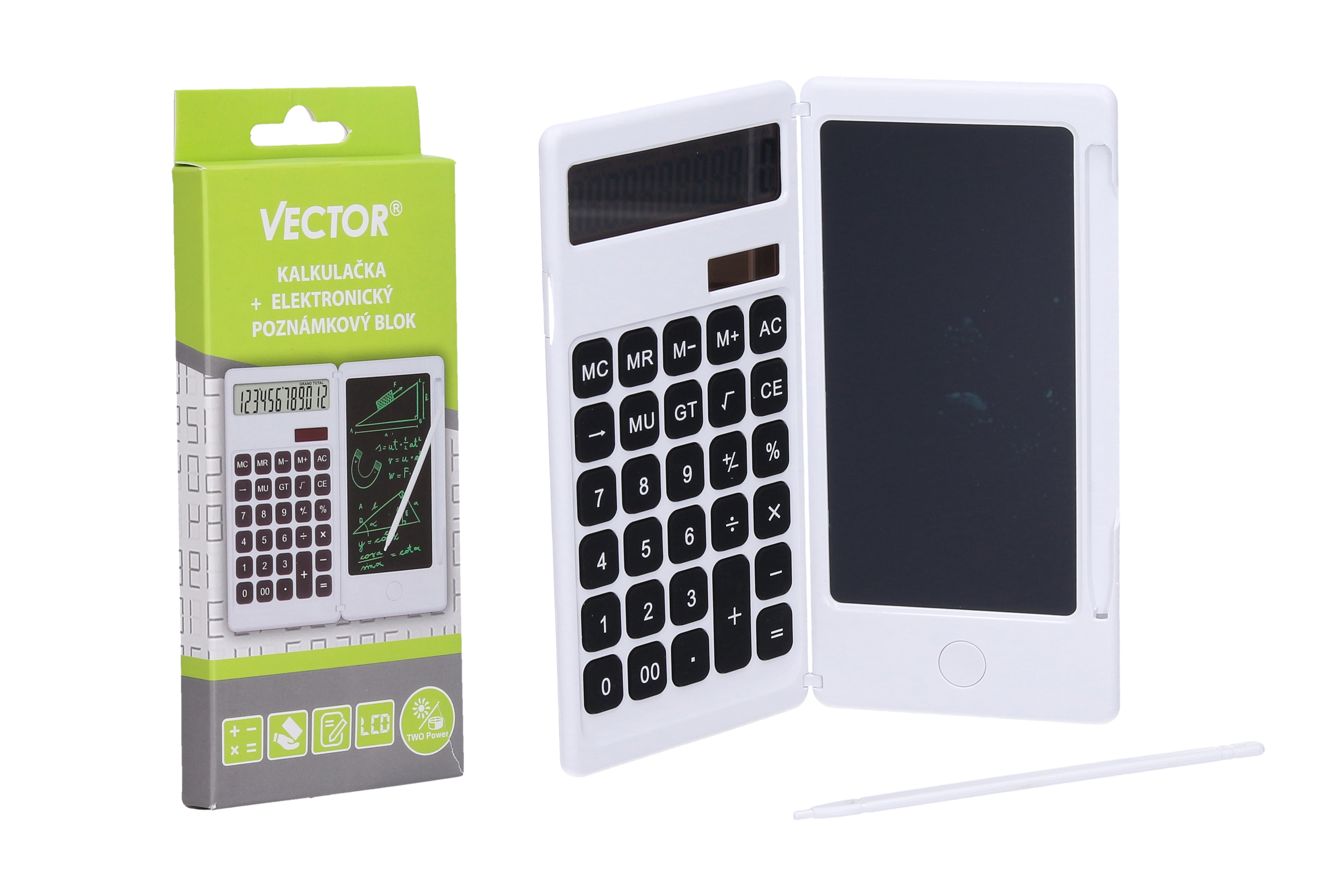 Calcolatrice + vettore di blocco note elettronico
