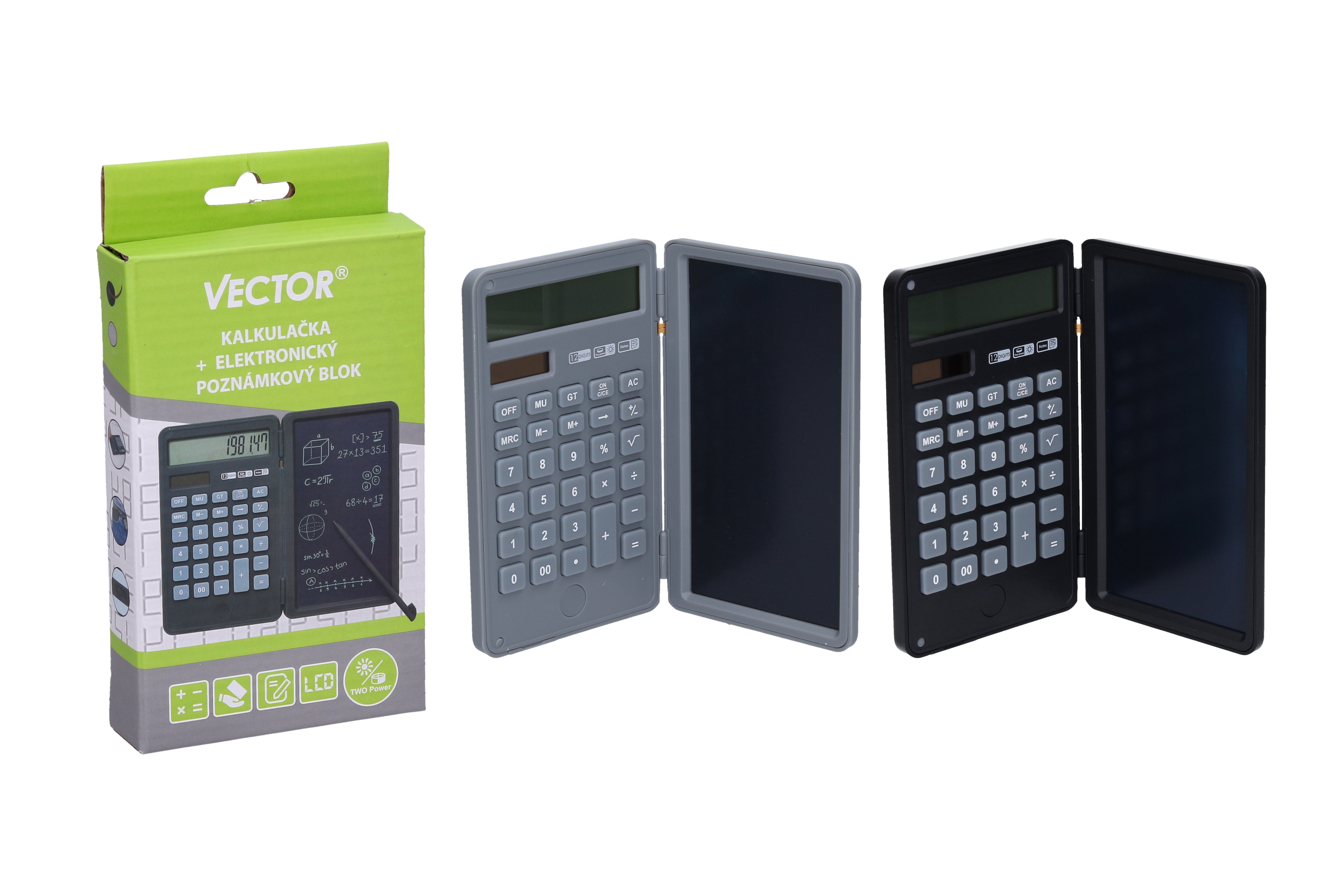 Számológép + elektronikus jegyzettömb vektor