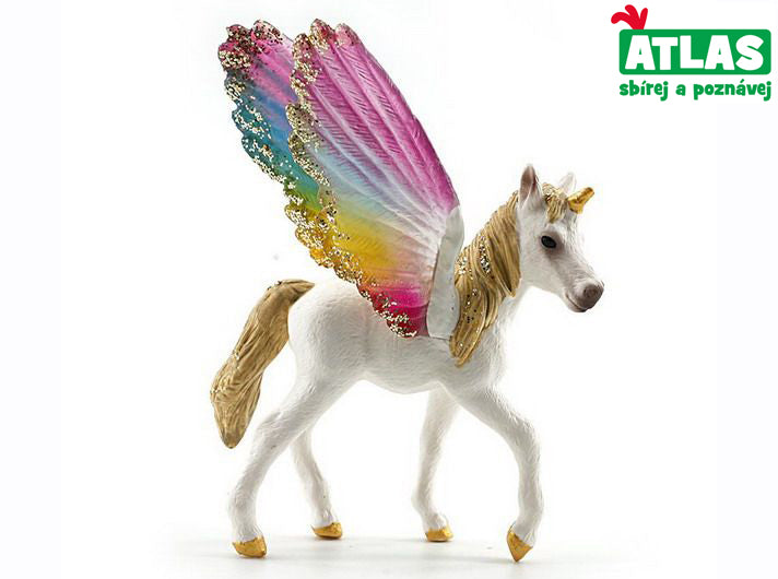 D - Figurka Skrzydlaty Tęczowy Jednorożec 9 Cm