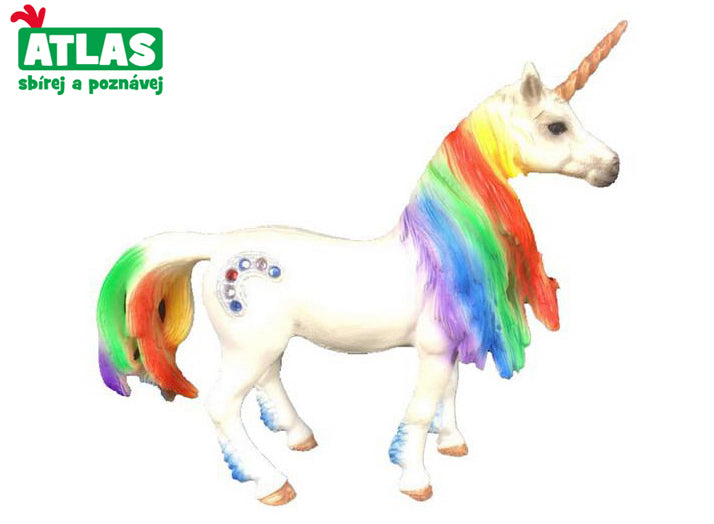 E - Beeldje Eenhoorn met regenboogmanen 13 cm