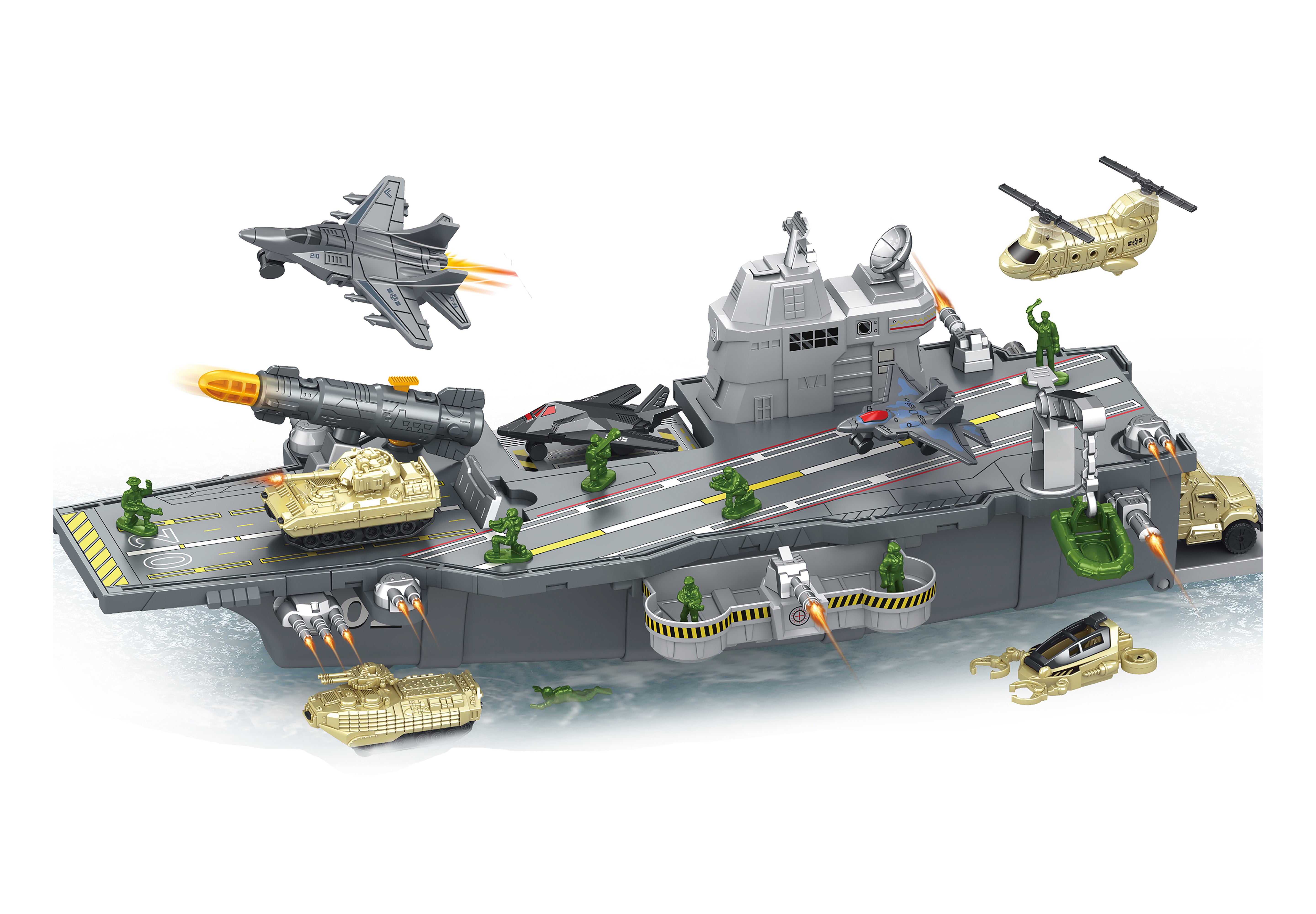 Portavion Cu Set Vehicule Si Soldati 47 Cm