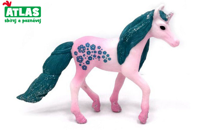 A - Figurine Unicorn Pink With Glitter 10.5 Cm