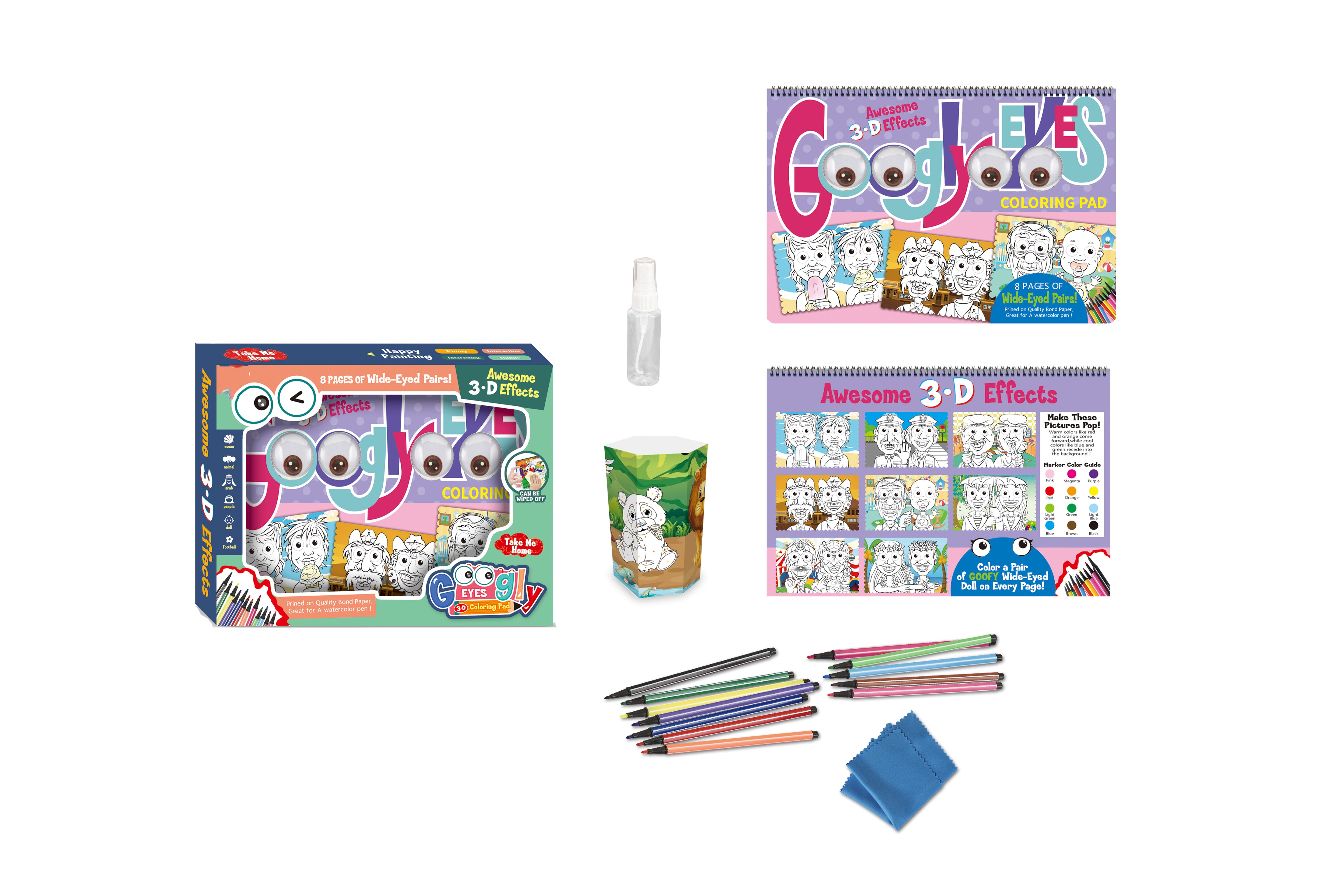 Coloring Book With 3d Eyes Erasable 28x21.5 Cm