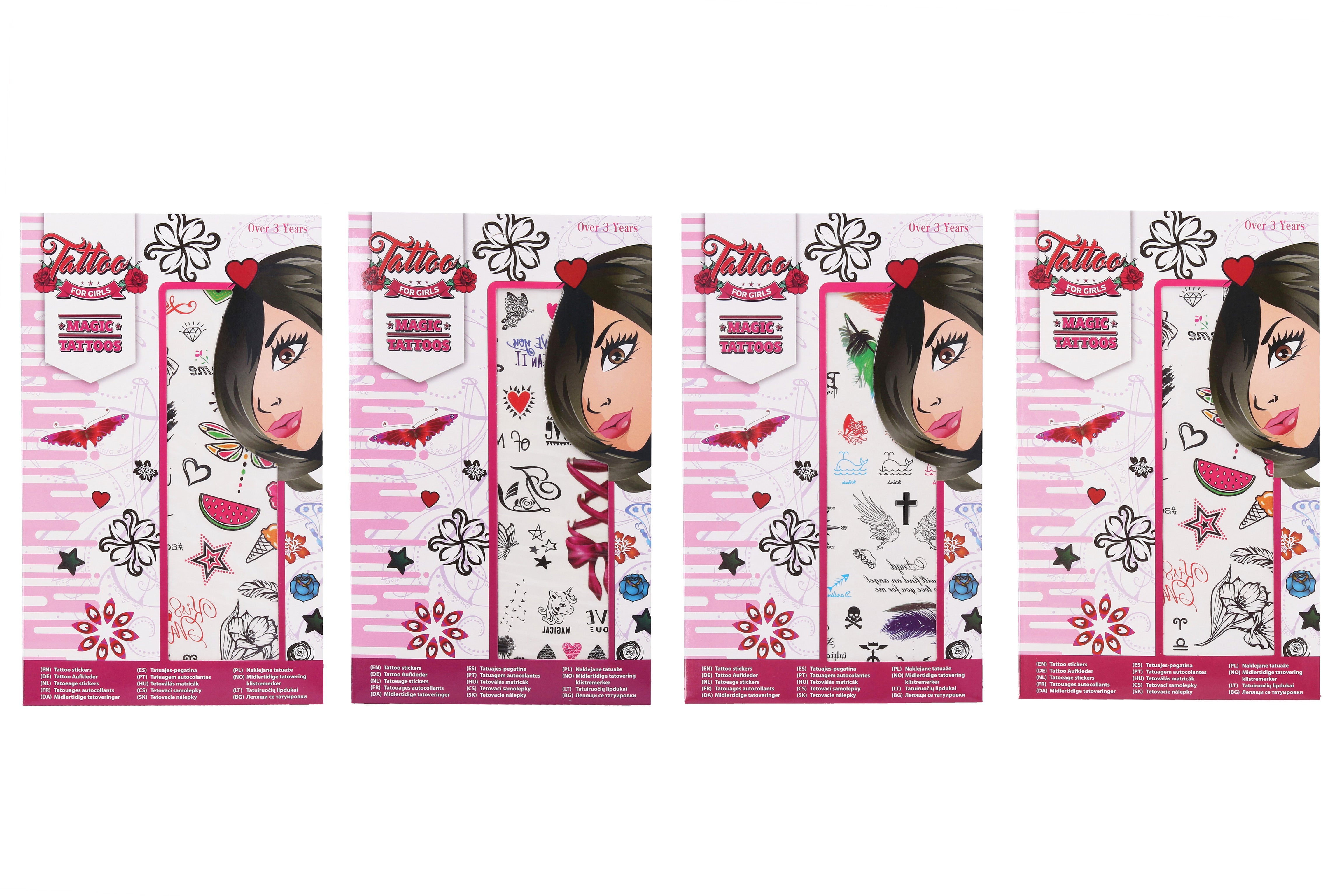 Folha de adesivos de tatuagem para meninas 15x25 cm