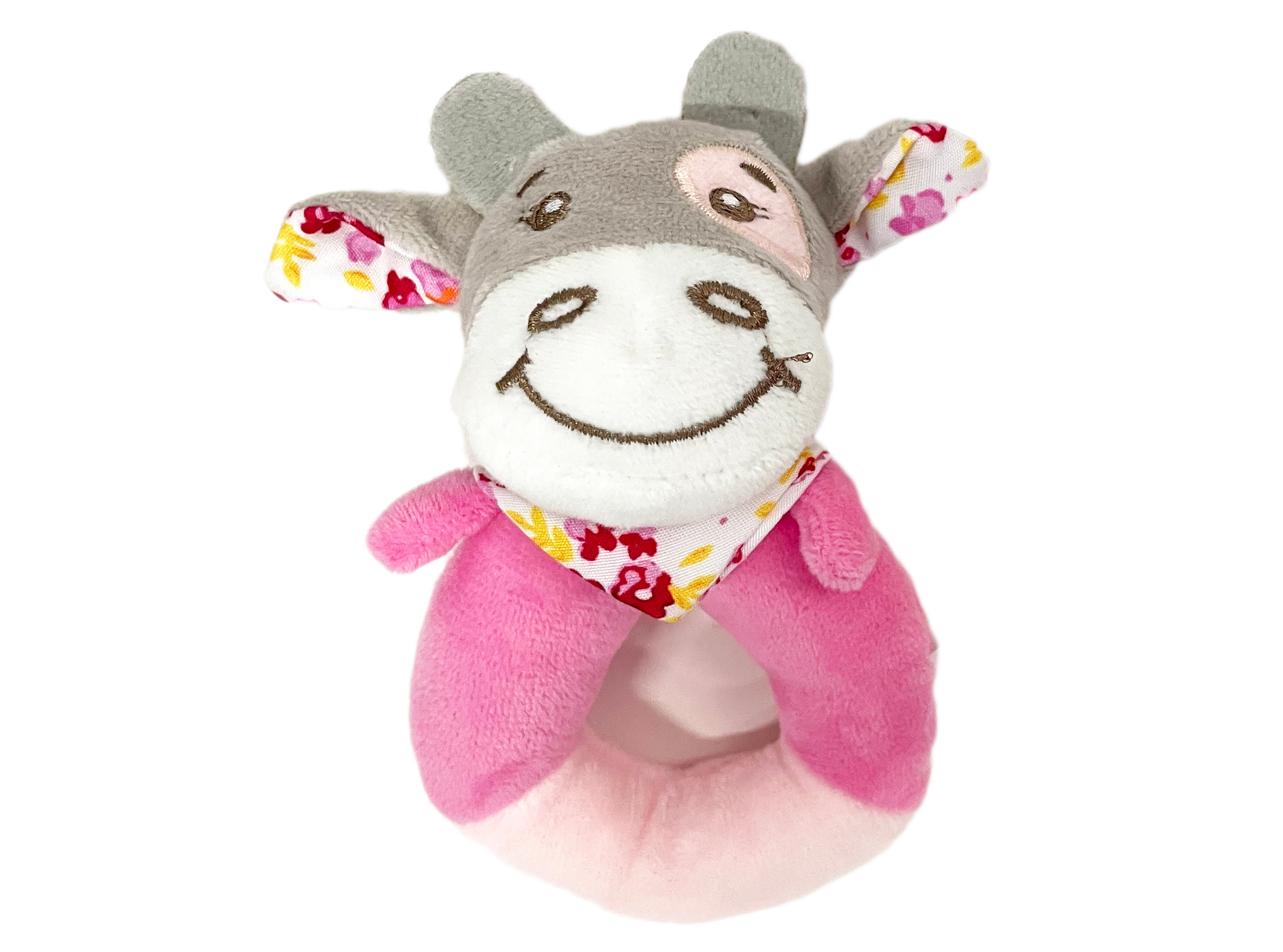 Rattle Plush Ring Cow 13cm