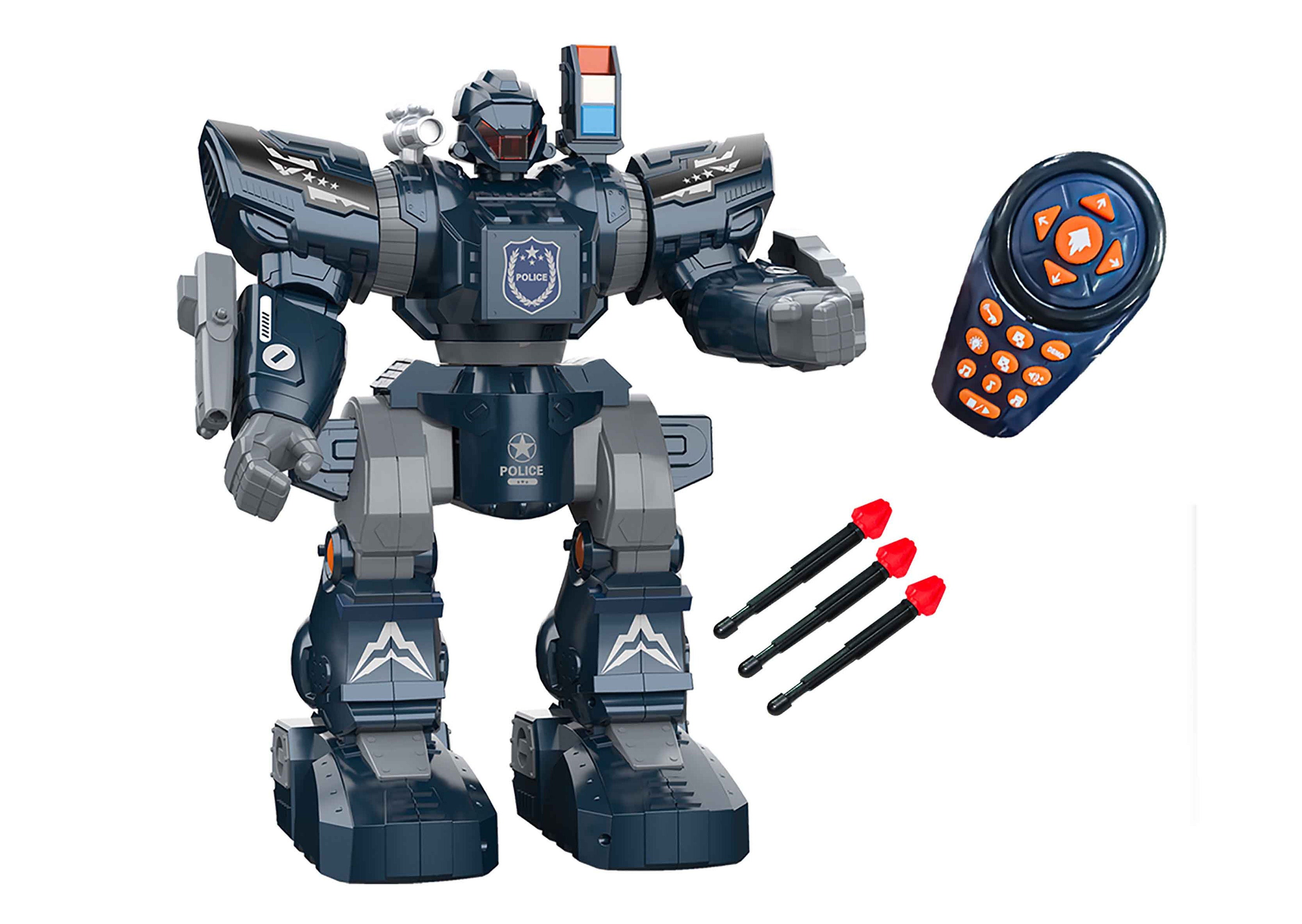 Robot Politie De Tragere Cu Efecte Rc Telecomanda 38 Cm