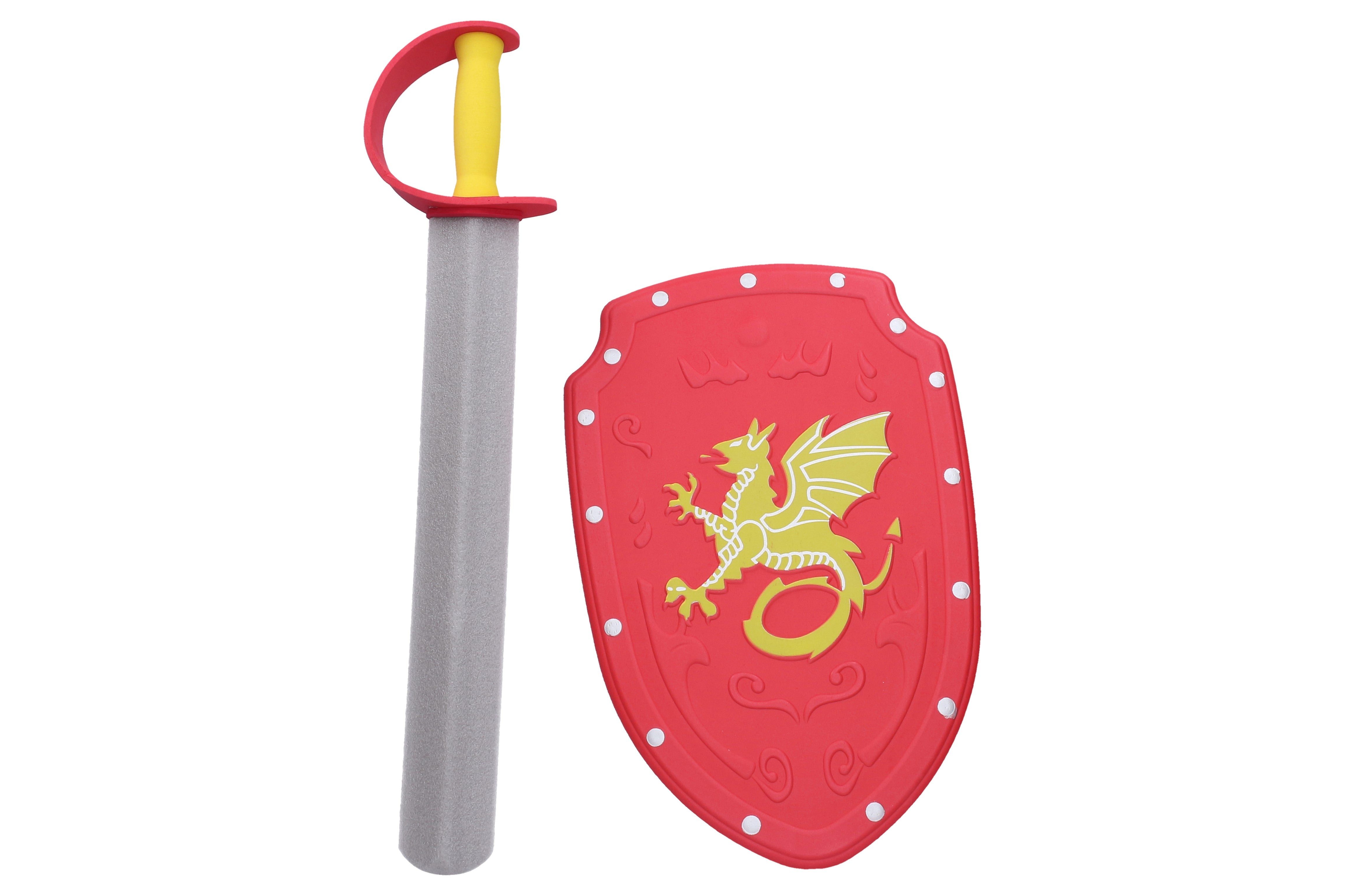 Espada Com Escudo Espuma Vermelha 57cm