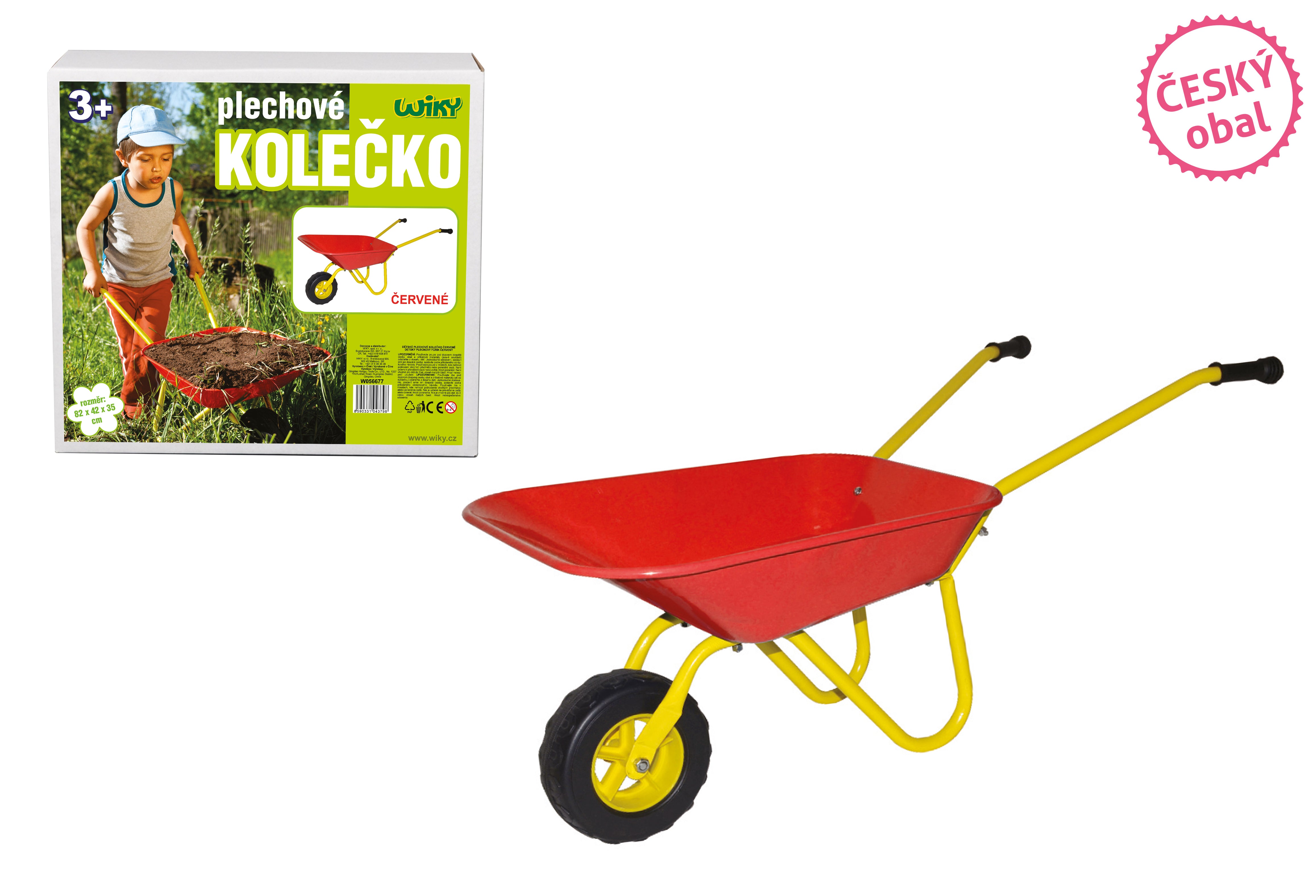 Metal Wheelbarrow - Red 82x42x35 Cm - Czech Packaging