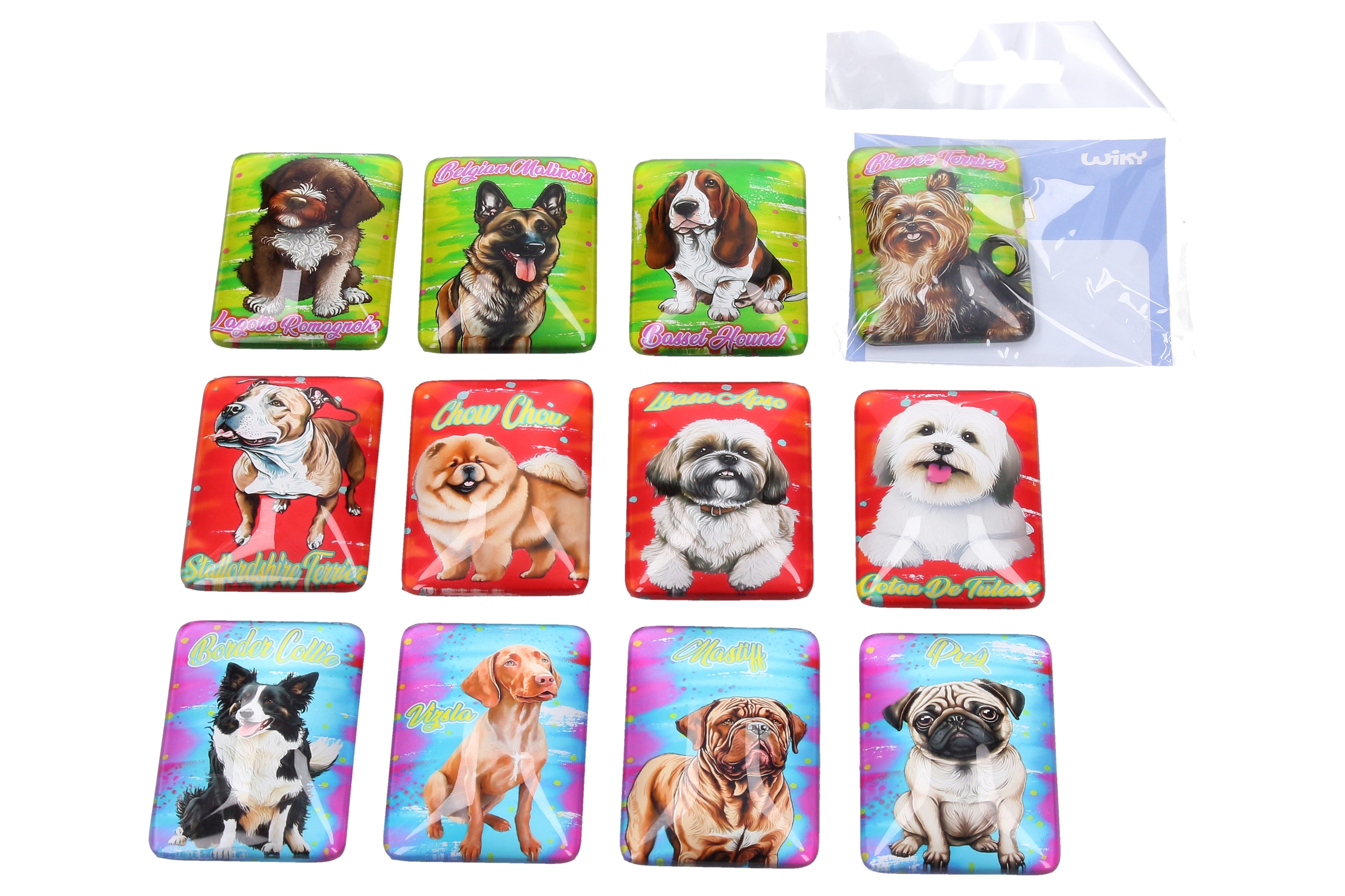 Magnet Glas Hund 4,6x6,8 Cm Mix