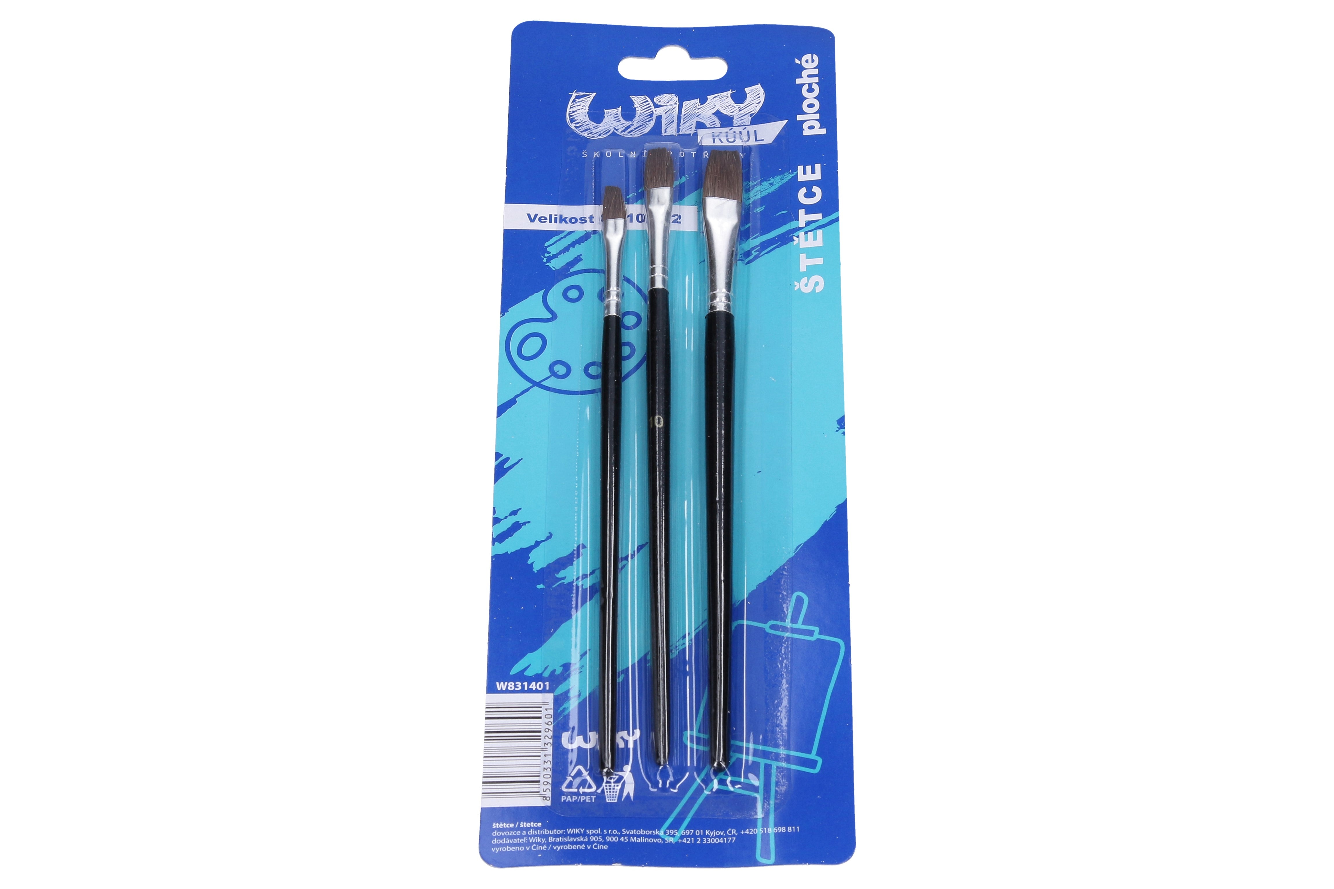 Set van 3 platte borstels, maat 81012