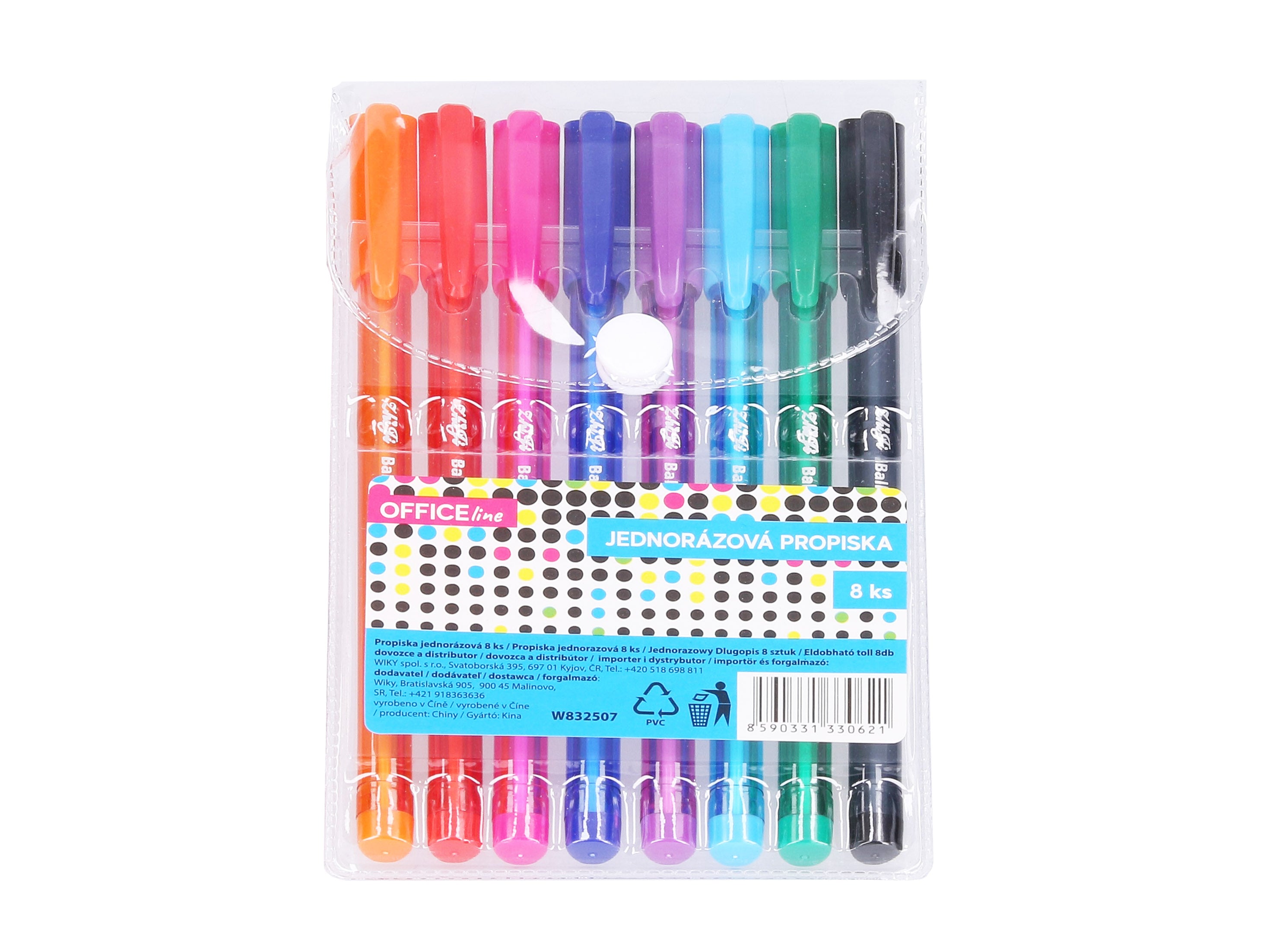 Conjunto de canetas coloridas de 8 unidades