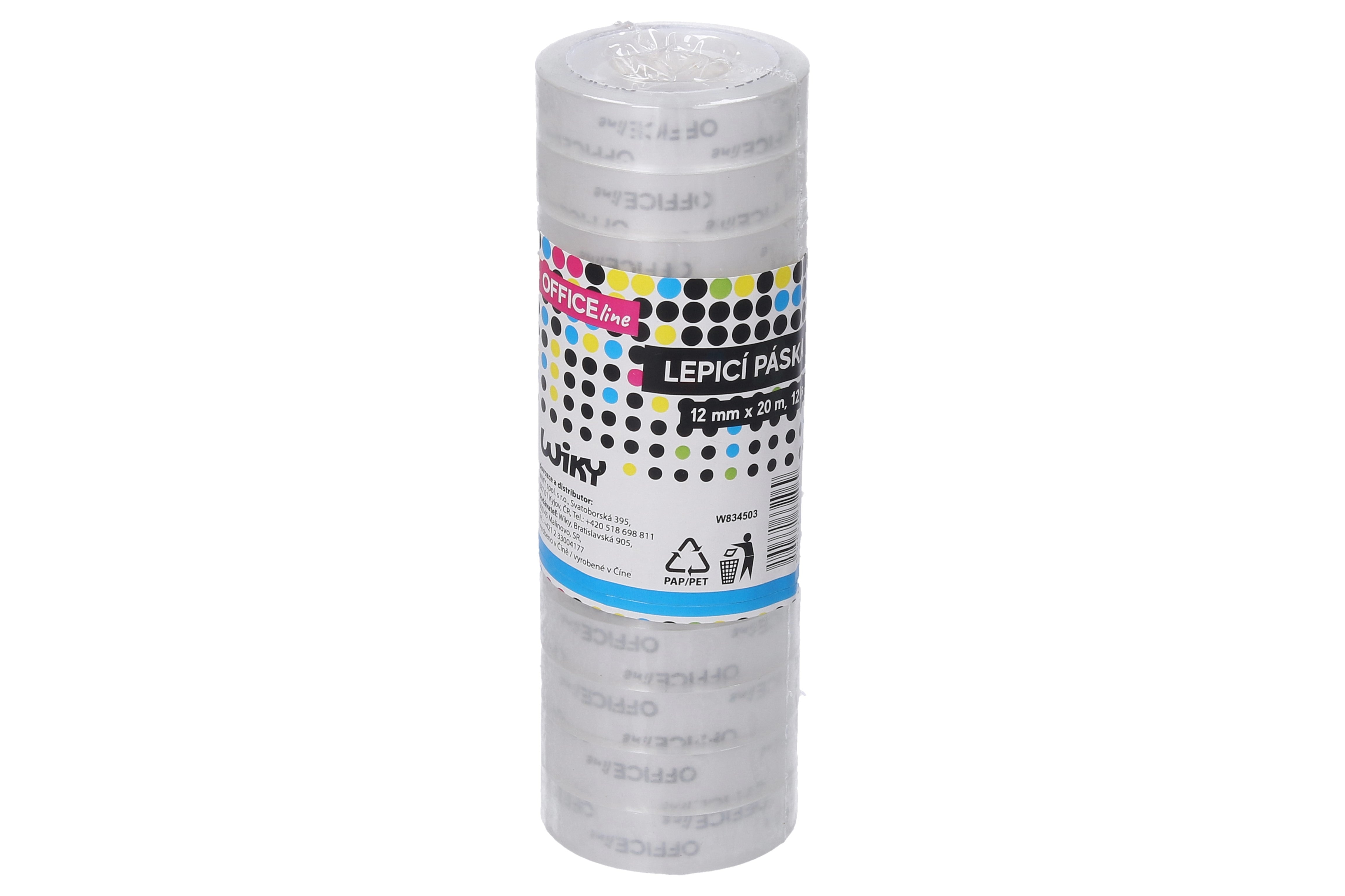 Bandă Adezivă 12mm X 20m Transparentă / 12 Buc.